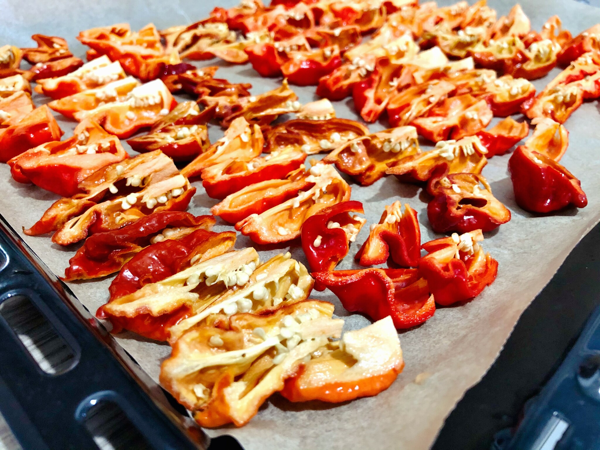 carolina reapers sliced, pre-oven